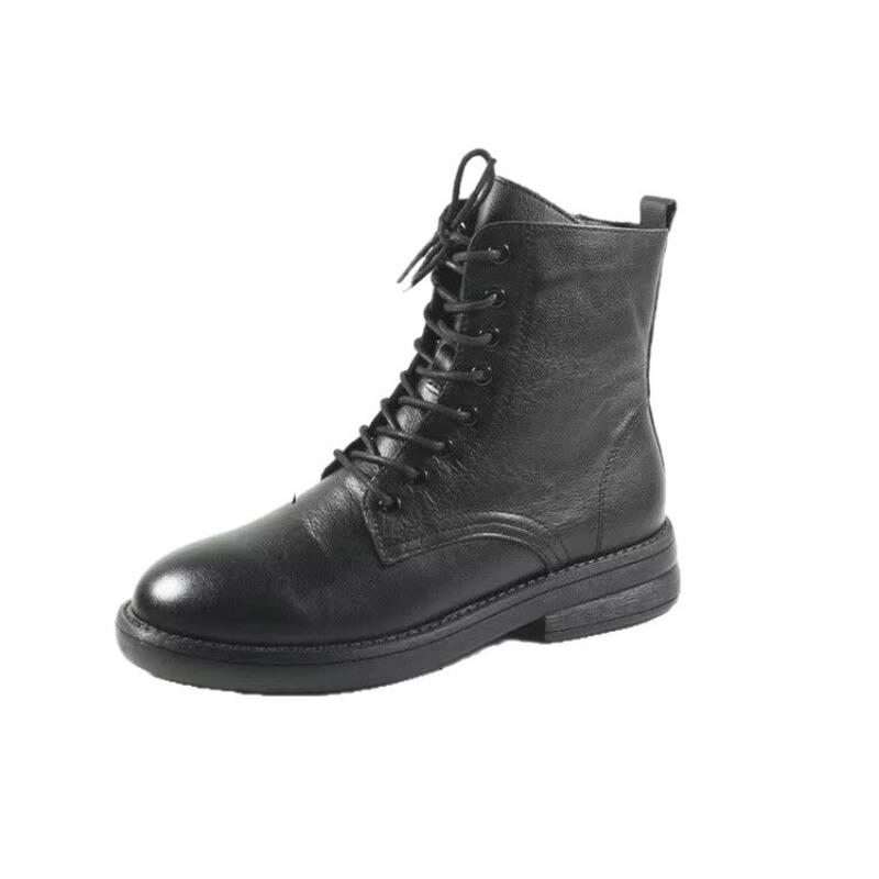 Chunk-heeled Shoes, Soft Leather Ankle Boots, New Autumn and Winter Styles, Thin Women's Boots, Soft-soled Boots