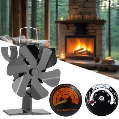 Mini Stove Fan Heat Powered Fireplace Fan Log Wood Burner Eco-fan Quiet 6 Blade Fireplace Fan Home Winter Warm Heat Distribution