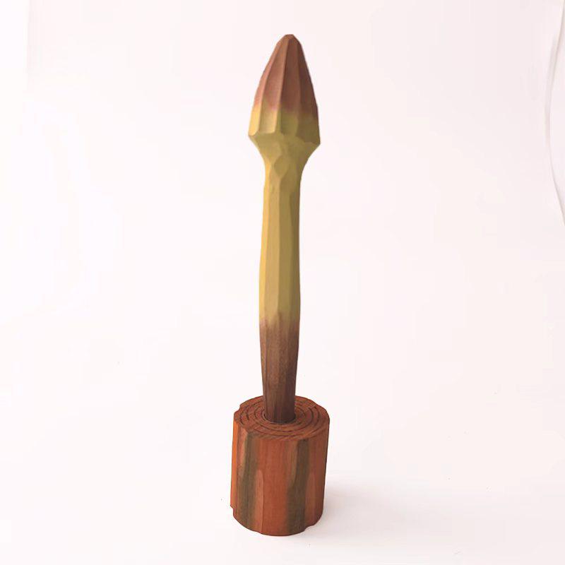 Creative Solid Wood Mushroom Pen - Hand-Carved Wooden Sculpture for Student Stationery