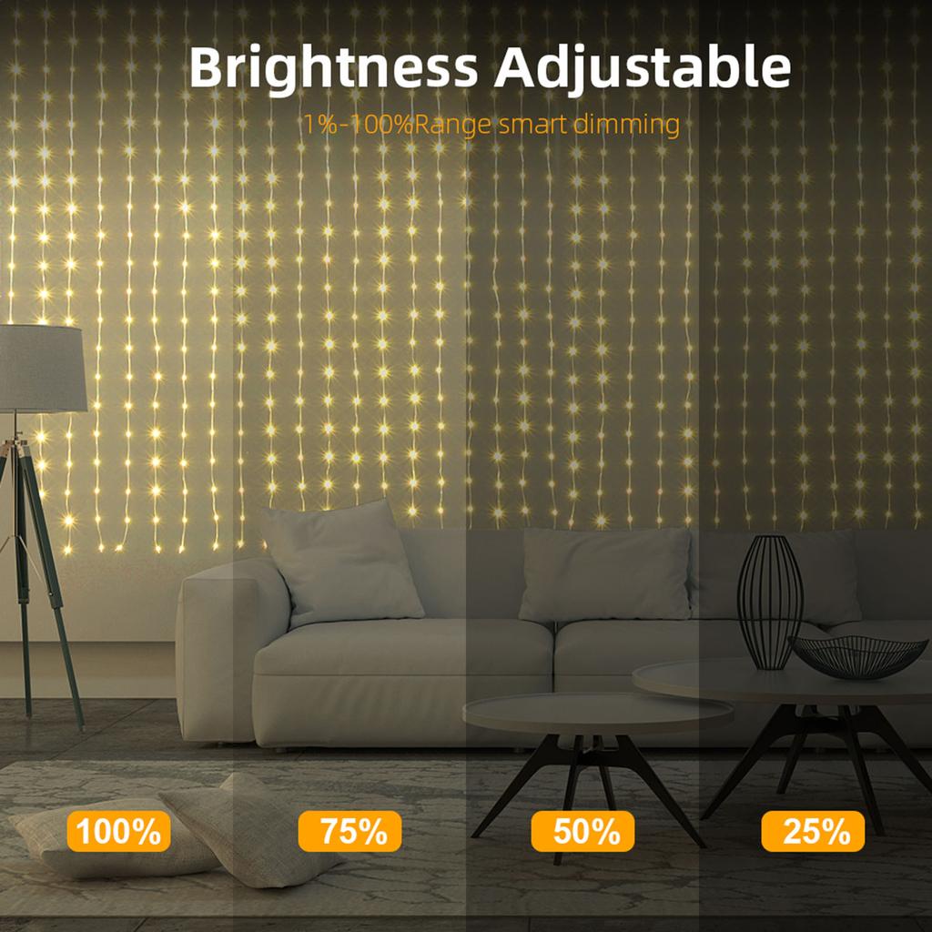 Smart RGB LED Curtain Lights DIY App Control 400 LEDs Music Sync Waterproof IP68 Party Christmas Home Outdoor Indoor Decoration