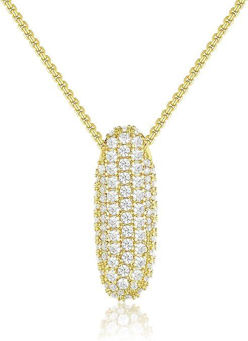 Stainless Steel Bubble Letter Initial Pendant Chunky Women Personality Jewelry Zircon Gold Plated Balloon 26 Letter Necklaces