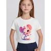 European sizes Girls' Round Neck T-Shirt, a Casual And Stylish Print Top