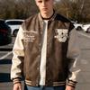 Men's PU Leather Jacket American Retro Baseball Jacket Motorcycle Jacket Spring and Autumn Embroidery College Varsity Baseball Jacket