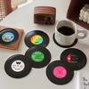 6pcsset Coasters,Vinyl Record Coasters,Creative Retro Classic Nostalgic American Rock CD Non Slip Insulation Pads,Heat Insulation Table Mat,Room Decor