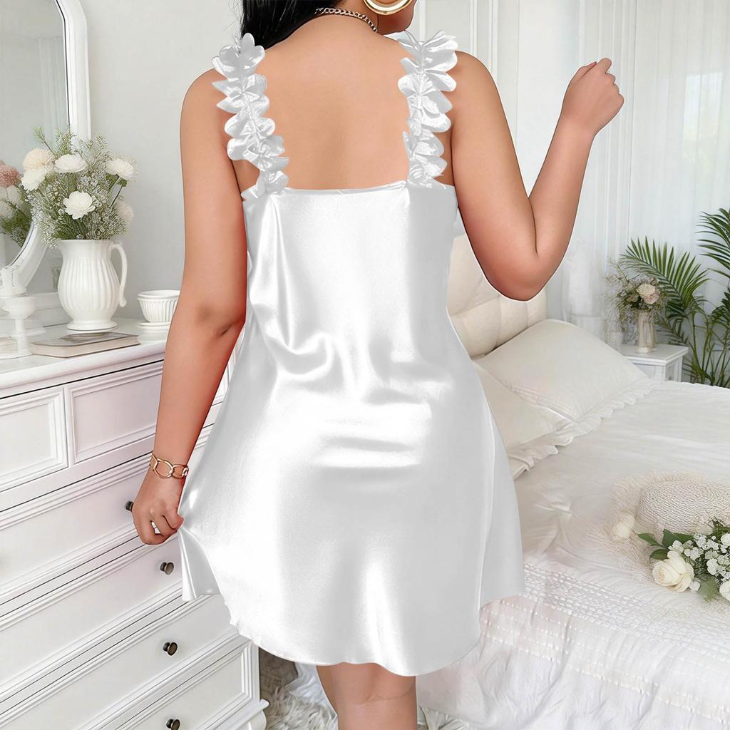 Women's Plus Size Lightweight Homewear Strapless Ice Silk Short Nightdress