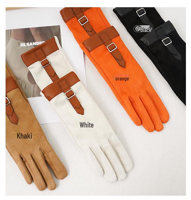 Women's Plush Suede Gloves: Warm, Touchscreen-Compatible for Winter Cycling, Driving & Skiing