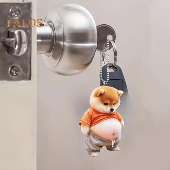 Pot-bellied Dog Cat Hanging Ornament Home Indoor Christmas Tree Car Rearview Mirror 2D Flat Acrylic Big Belly Cartoon Animal Hanging Decoration