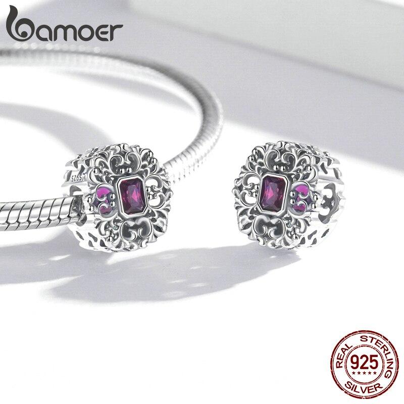 

BAMOER стерлингового серебра 925 пробы винтажный узор Шарм подходит для изготовления браслетов и браслетов в стиле ретро квадратные циркониевые бусины изысканные ювелирные изделия в подарок 925 silver