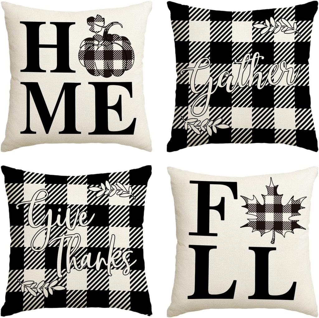 Autumn Thanksgiving Pillow Cover Set of Four Pumpkin Car Decoration Cushion Back Cover
