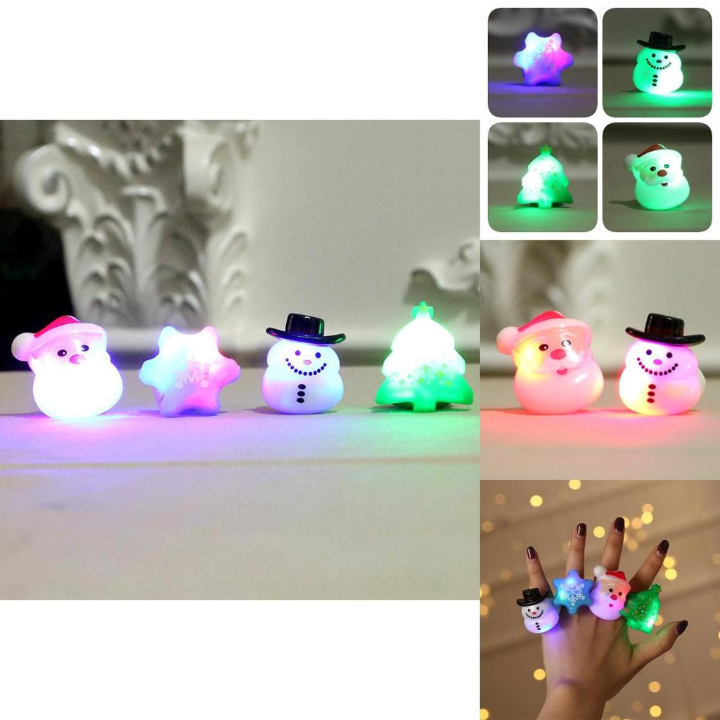 Colorful Glow In The Dark Christmas Cartoon Soft Rubber Rings For Kids Parties