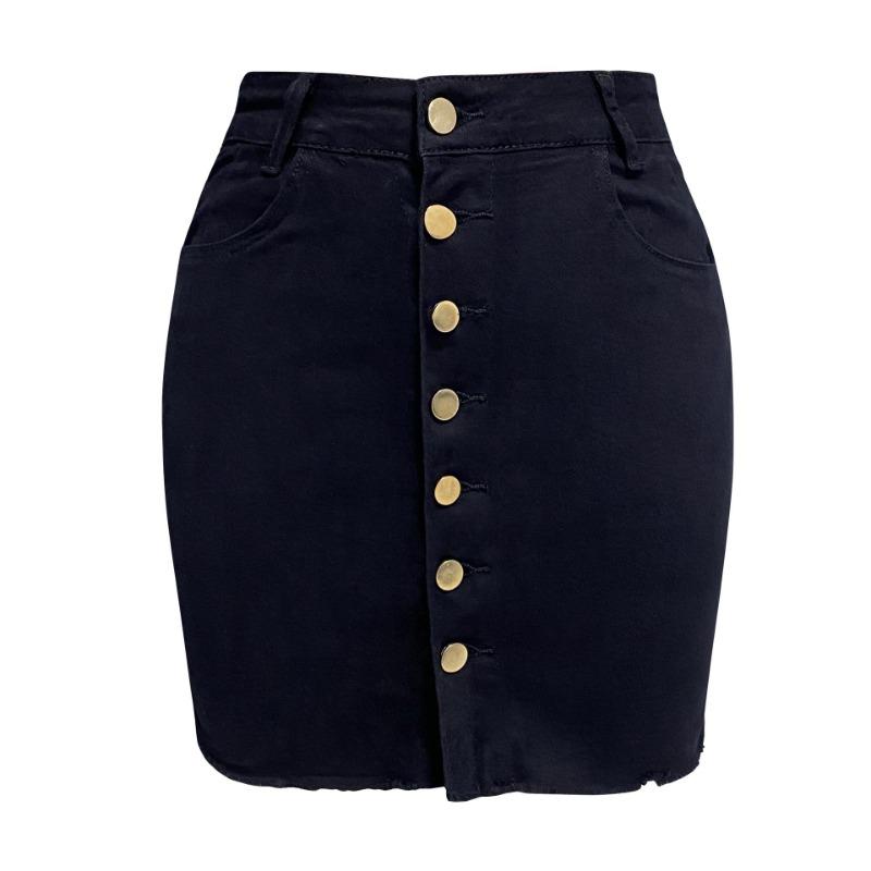 High Waist Denim Skirts For Womens Jeans Button Pockets Mini Skirt Ladies Bodycon Skirts Femme