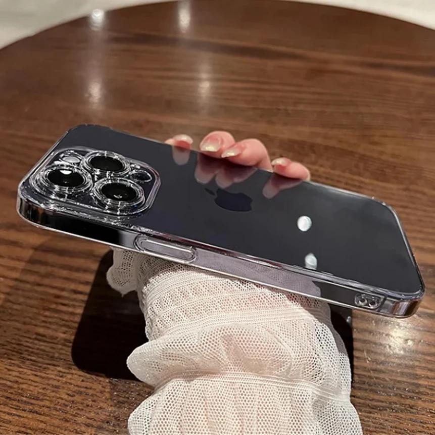 Ultra Thin Phone Case For iPhone 16 15 14 13 12 11 Pro Max 12 13 mini X XR Transparent Camera Protection Slim Soft Back Cover