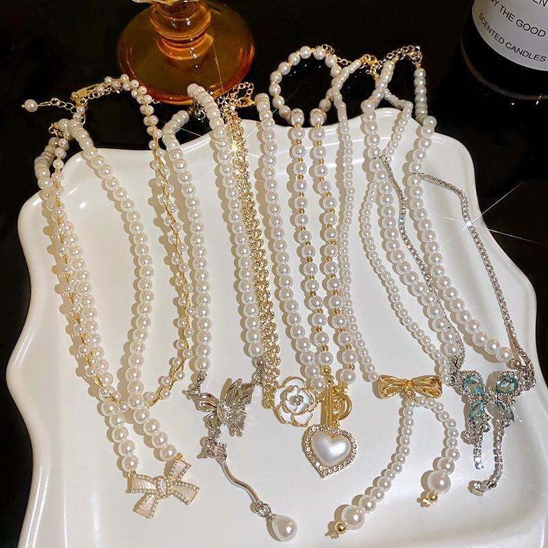 Koreanische High-End Barockperlenkette - Leichte Luxus Perlen Schlüsselbeinkette für Damen