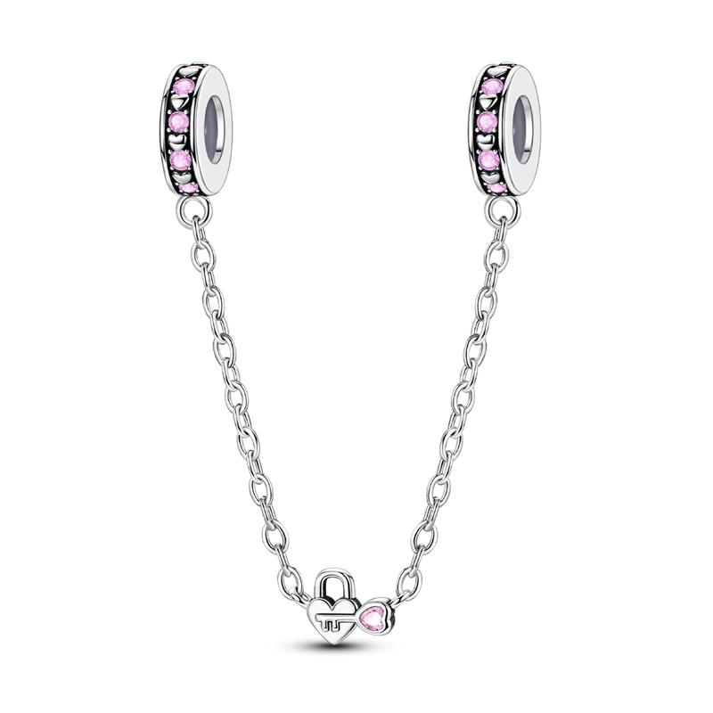 Original Copper Safety Chain Star Moon Airplane Earth Inlaid Zircon Charms Beads Fits Bangle Bracelet Diy Jewelry