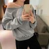 Spring and Autumn New Women's Loose Off-shoulder Long-sleeved Oversize Sweater