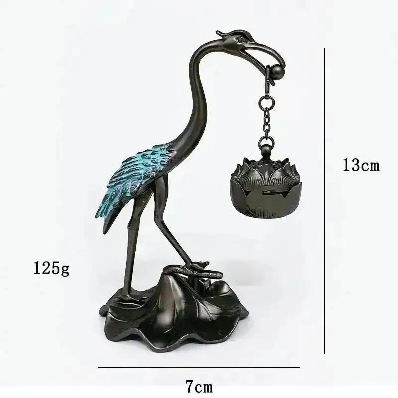 Crane Incense Burners Holder Stove Lotus Incense Burners Antique Alloy Lotus Hanging Stove Tea Ceremony Craft Household Decor