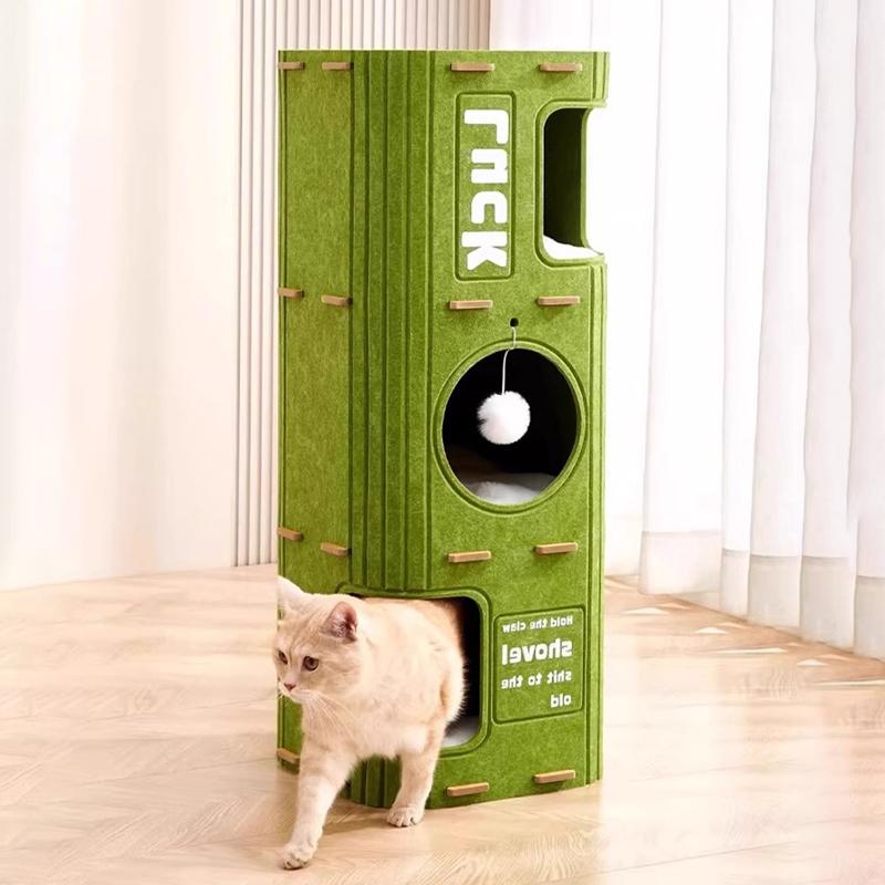 Cat House Villa Felt Wear-Resistant Cat House All-Season Multi-Layer Warm Cat Climbing Frame Lint Remover And Scratching Board