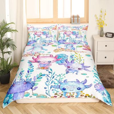 Cartoon Axolotl Duvet Cover for Children Boys Girls Axolotl Coastal Ocean Sealife Theme Bedding Bedroom Decoration Queen Size