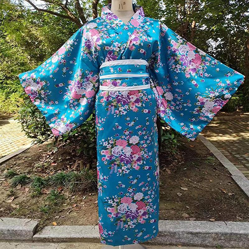 Japanese Traditional Ladies' Formal Yukata Kimono Costume for Anime Cosplay and Stage Performance Photography