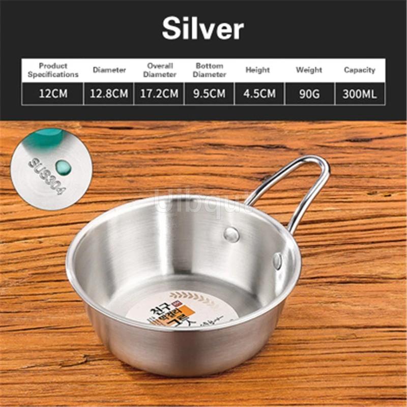 Rice Golden Bowls with Handle Wine Bowl Cooking Basin Seasoning Bowl Noodle Bowl Korean 304 Stainless Steel Rice Wine Bowls