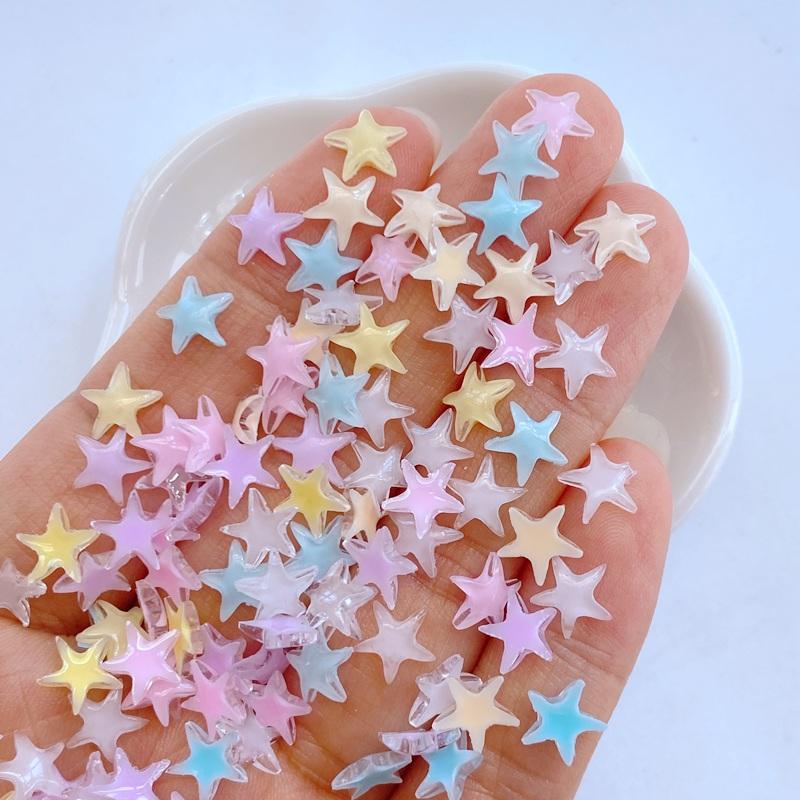 

100Pcs New Cute Resin 7mm Ice Permeating Stars Flat BackFit Phone Manicure Deco anicure Embellishments For Hair Bows Accessories