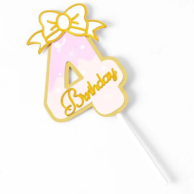 New Digital Decoration Happy Birthday Number Cake Insertion 0 1 2 3 4 5 6 7 8 9 Cake Topper Girls Boys Baby Party Supplies Decor