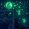 Space Glow in The Dark Wall Stickers Featuring Stars Moon Astronauts and Planets for Bedroom Walls and Ceilings Decoration
