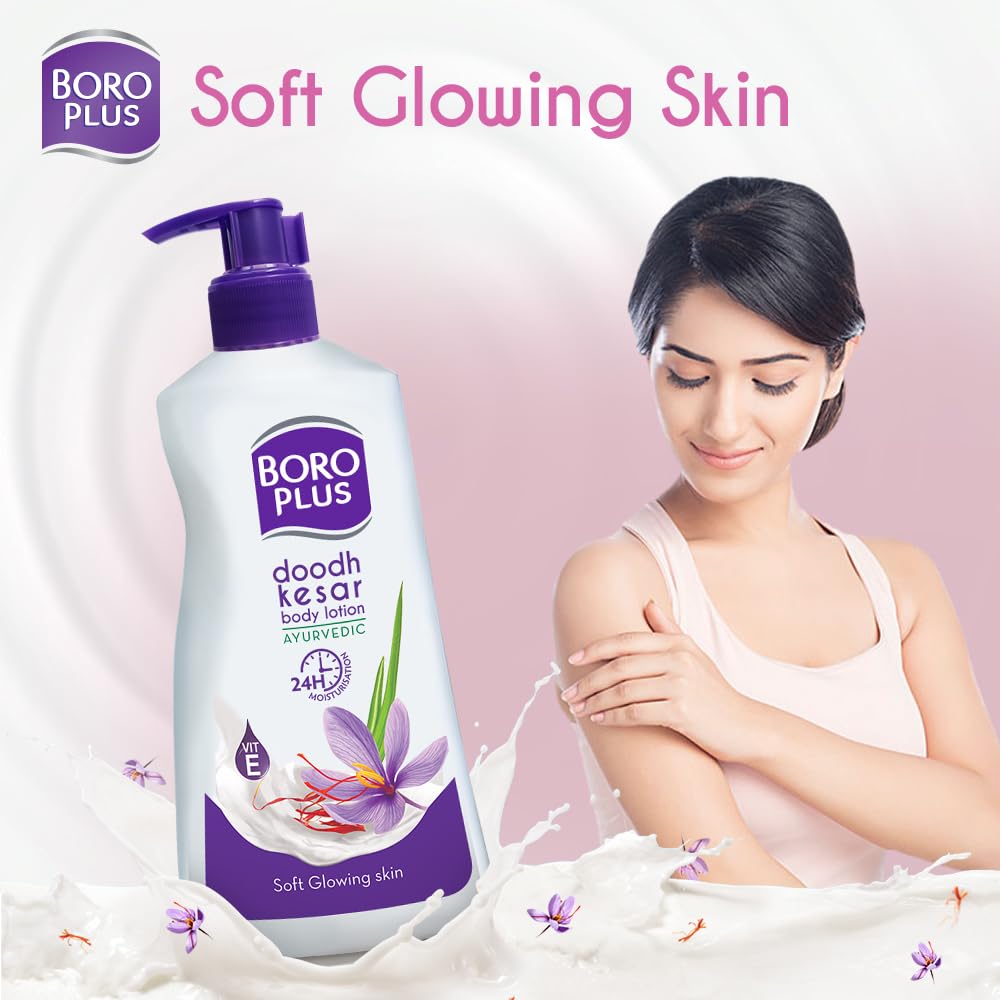 BOROPLUS Doodh Kesar  Body Lotion for Nourishment Normal Skin 400 ml Pack of 1 Ayurvedic Moisturizer