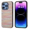 For iPhone 16 Pro Max Case Leather+PC+TPU Phone Cover Plaid Texture