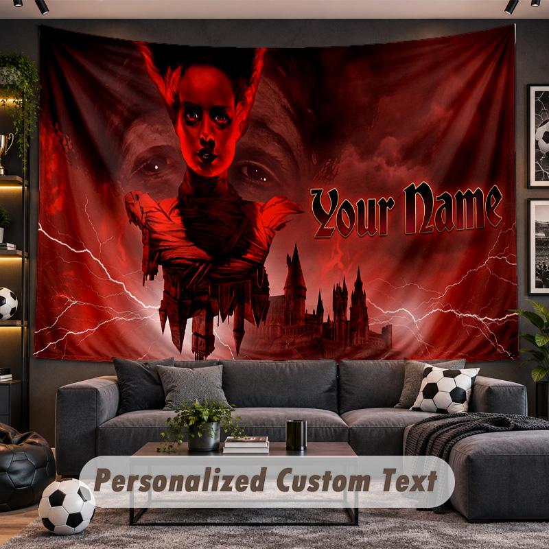 Bride of Frankenstein Personalized Tapestry Support Custom Name, Wall Art Home Decoration