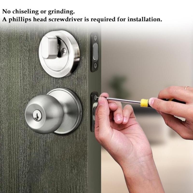 Metal Door Strikes Plate Corrector Large Hole Round Corner Strikes Backplate Prevents Sticking and Misalignment