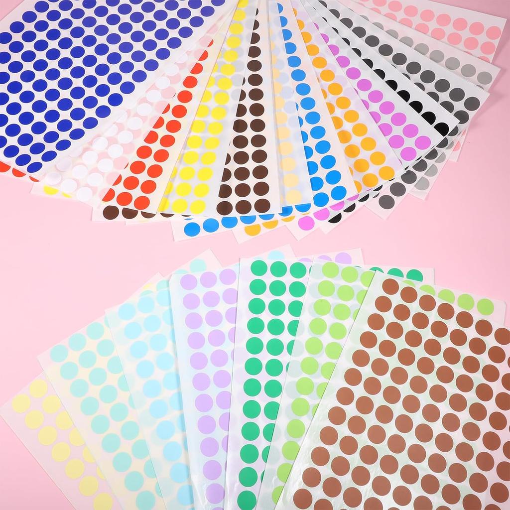 3240 Pcs Colored Dot Stickers 1/2 Inch, Removable Colorf Dots Stickers Self Adhesive Round Sticker 1/2 Inch for Women Men Reward Home Office Table