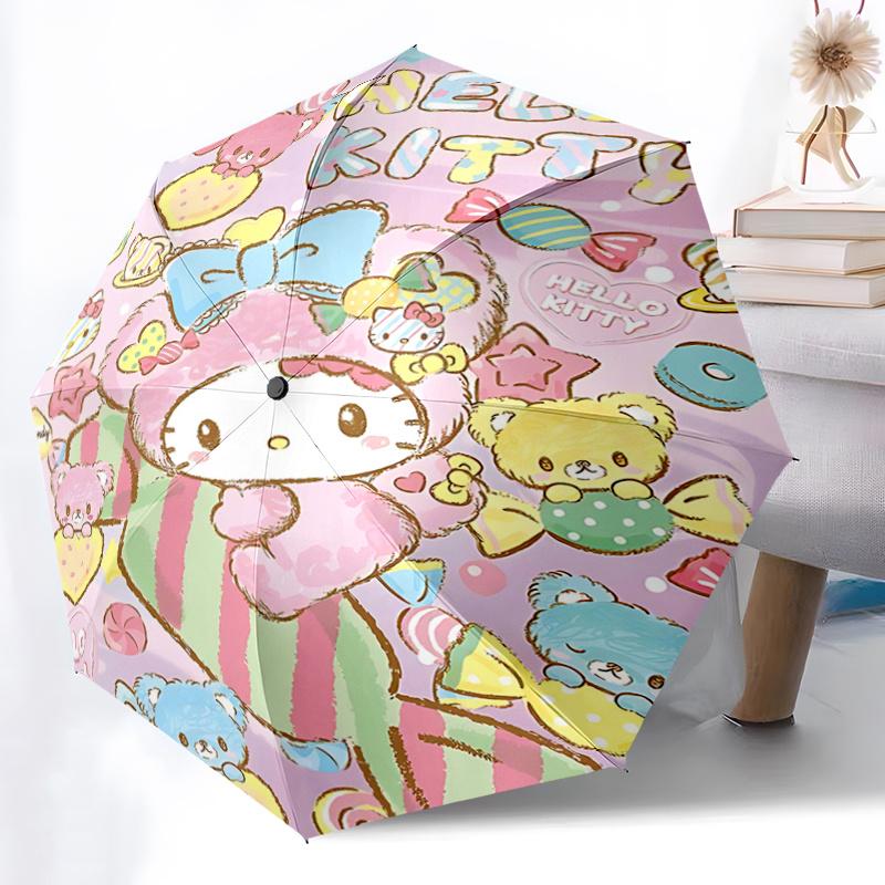 

1pc Hello Kitty Automatic Opening/Closing Umbrella with Foldable Design, 8-Bone Iron Frame Outdoor Umbrella, Perfect Gift for Fans, Travelers, Everyda