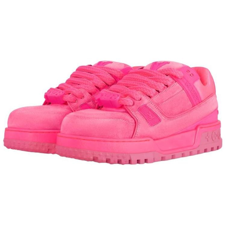 Louis Vuitton Trainer Maxi Suede Low Top Skateboard Shoes Unisex Pink 1AD7BA