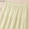 ZANZEA Womens Casual Elastic Waist Loose Elegant Long Skirts