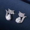 Cat-Shaped Rhinestone Stud Earrings - Sparkling Fashionable Women's Jewelry