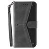 For Samsung Galaxy S25 Leather Case Splicing Stitching Wallet Stand Phone Cover with Strap