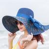 Summer Women Big Brim Straw Bow Hat Sun Fashion Wide Brim Floppy Panama Cap Outdoor Foldable Uv Protect Travel Femme Beach Hats