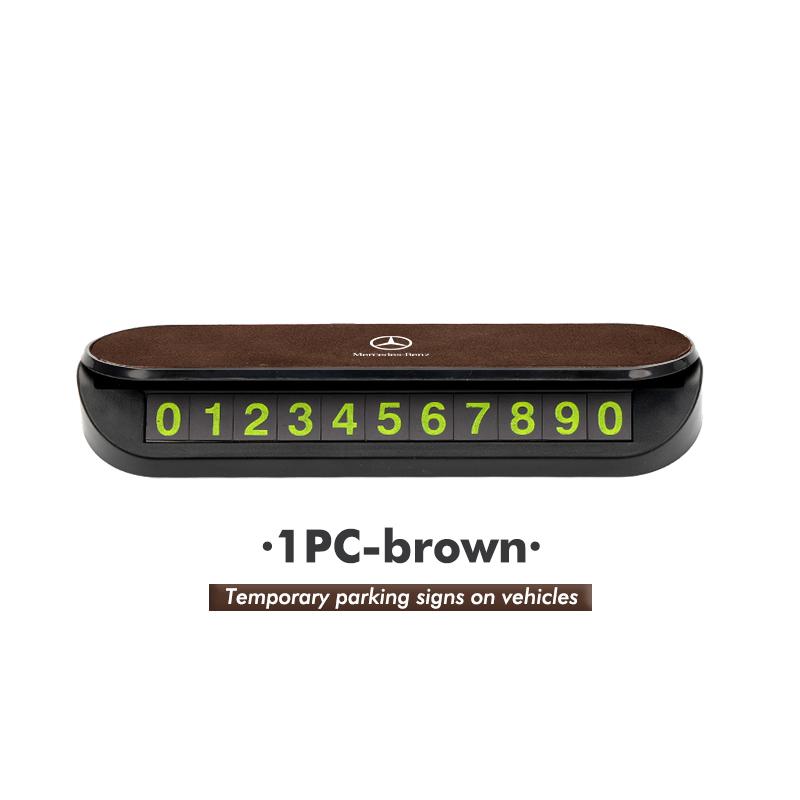 CRR1 Suede Car Phone Number Plate Temporary Parking Card Stop Sign For Benz AMG A C E S G Class W201 W210 W108 W204 W205 W203