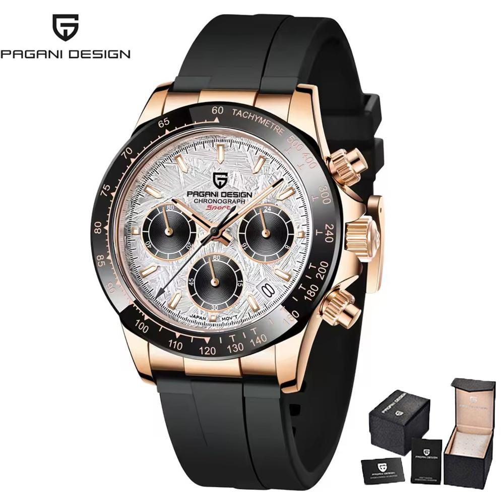 PAGANI DESIGN 40MM New V2 Gold Brown Color Dial Classic Luxury Men Quartz Watch VK63 Sapphire Retro Chronograp Watches for men