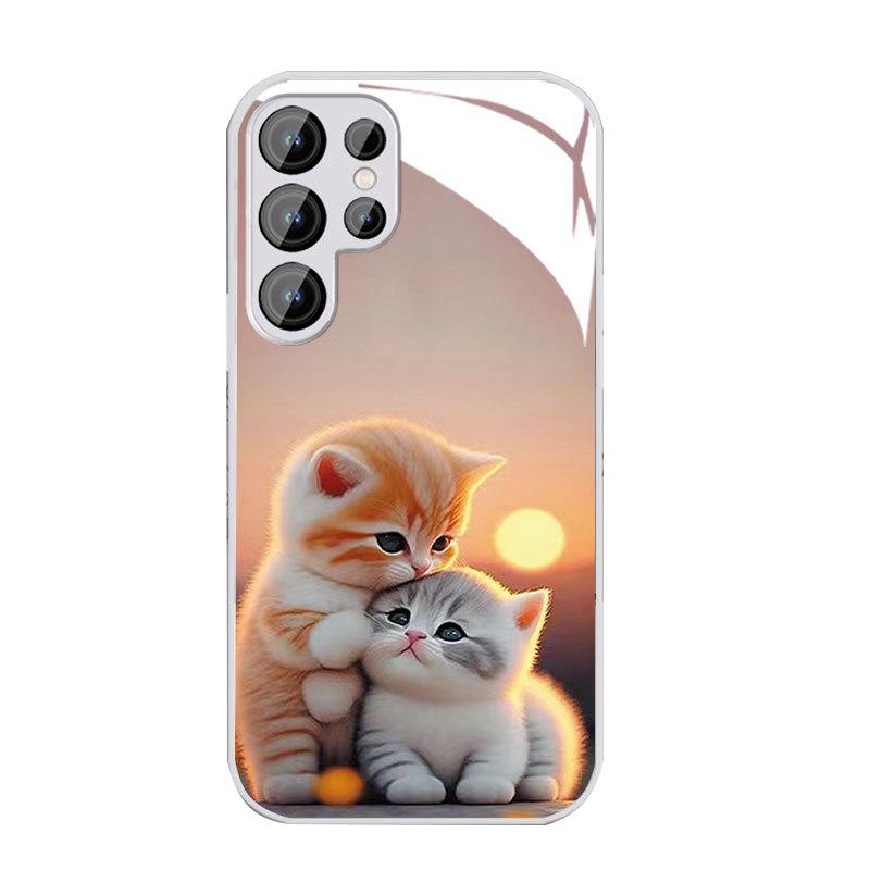 Katzen Geeignet für Samsung S24PLUS Handyhülle S23 Mädchen S22 Hautfreundlich A52 Glashülle A54 Rundumschutz A14