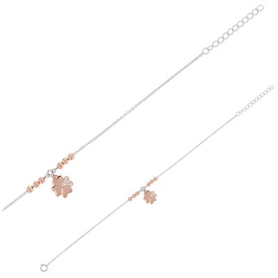[Q3337] - Silver Bracelet 'Clover' Pink Silver (rhodium-plated) - 10 Mm