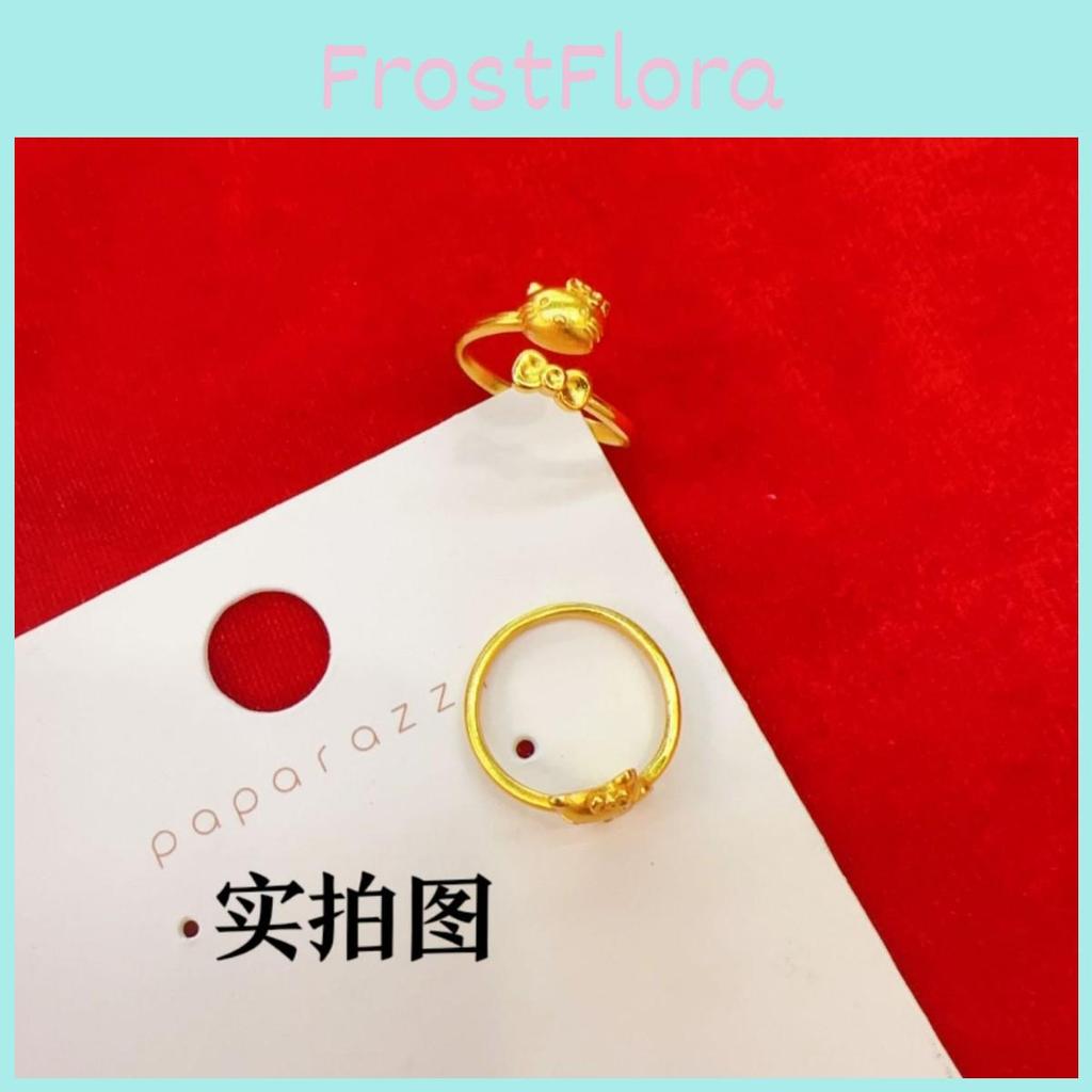 Tone Gold Playful Kitty Cat Ring Adjustable Size Cute Finger Jewelry For Fashion Couples
