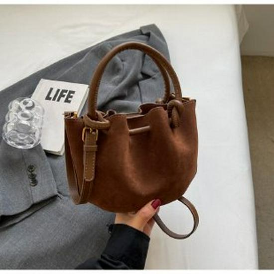 

Ретро матовая замшевая сумка-ведро Осень/Зима 2024: Женская универсальная сумка кроссбоди