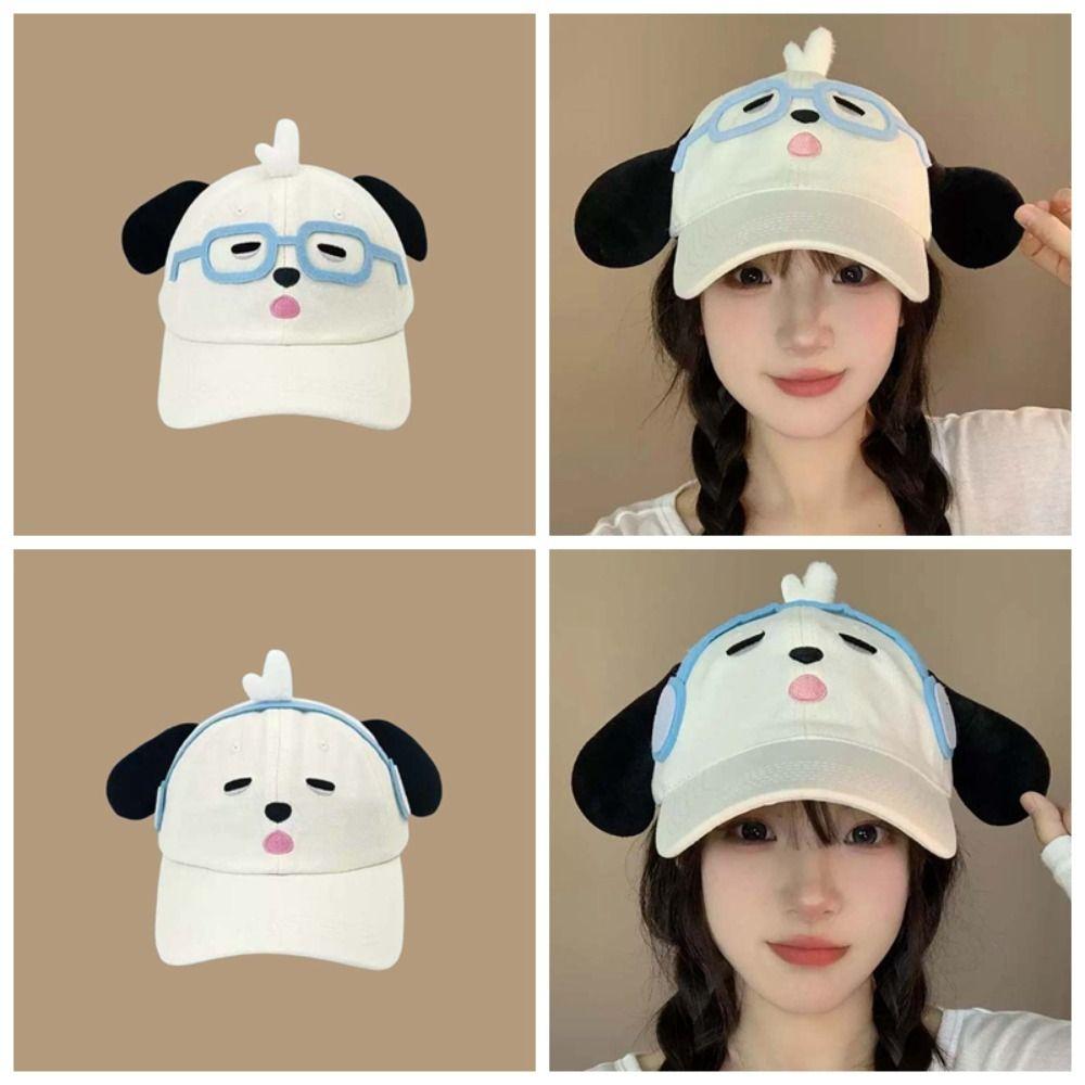 Adjustable Eyewear Puppy Cap Breathable Cartoon Peaked Cap Fashion Puppy Hat with Big Ears  Daily