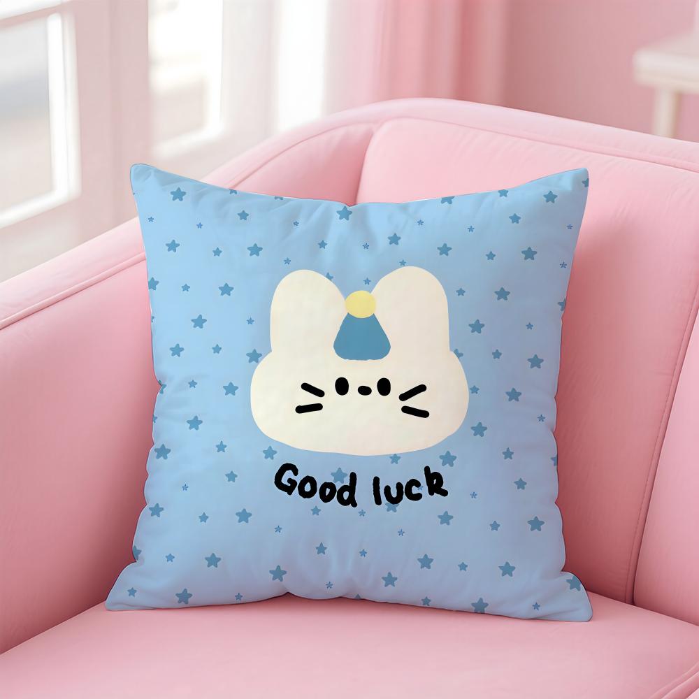 Cute Cartoon Cats Animations Cushion Cover Pillowcase Short Plush Invisible Zipper Room Sofa Cushion Cover