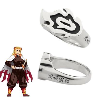 Anime Kimetsu No Yaiba Inel Rengoku Kyoujurou Cosplay Unisex Inele reglabile Accesorii Bijuterii Prop Cadou