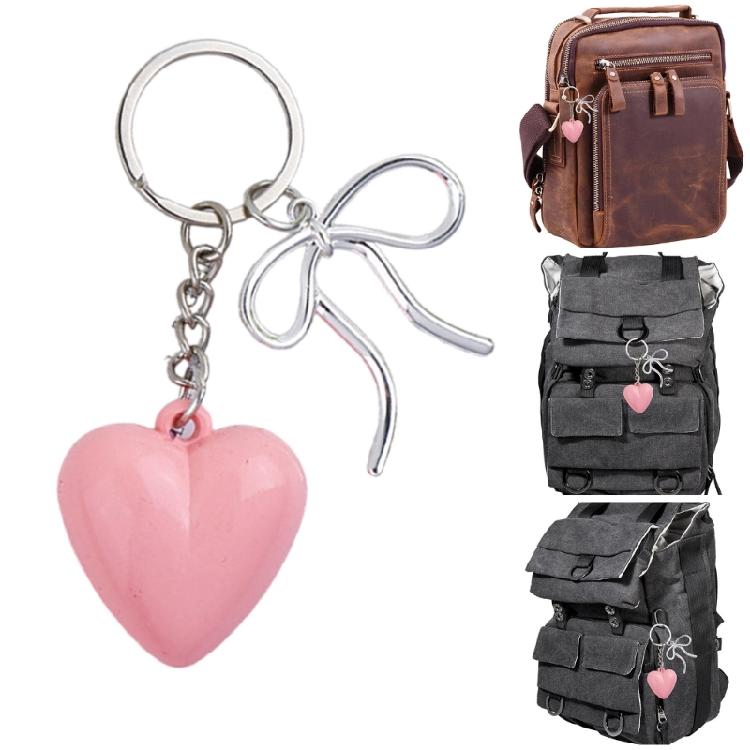 Trendy Heart Bowknot Keychain Unique Keyring Trendy Bag Decoration Female Fashion Jewelry Pendant Accessory for Women