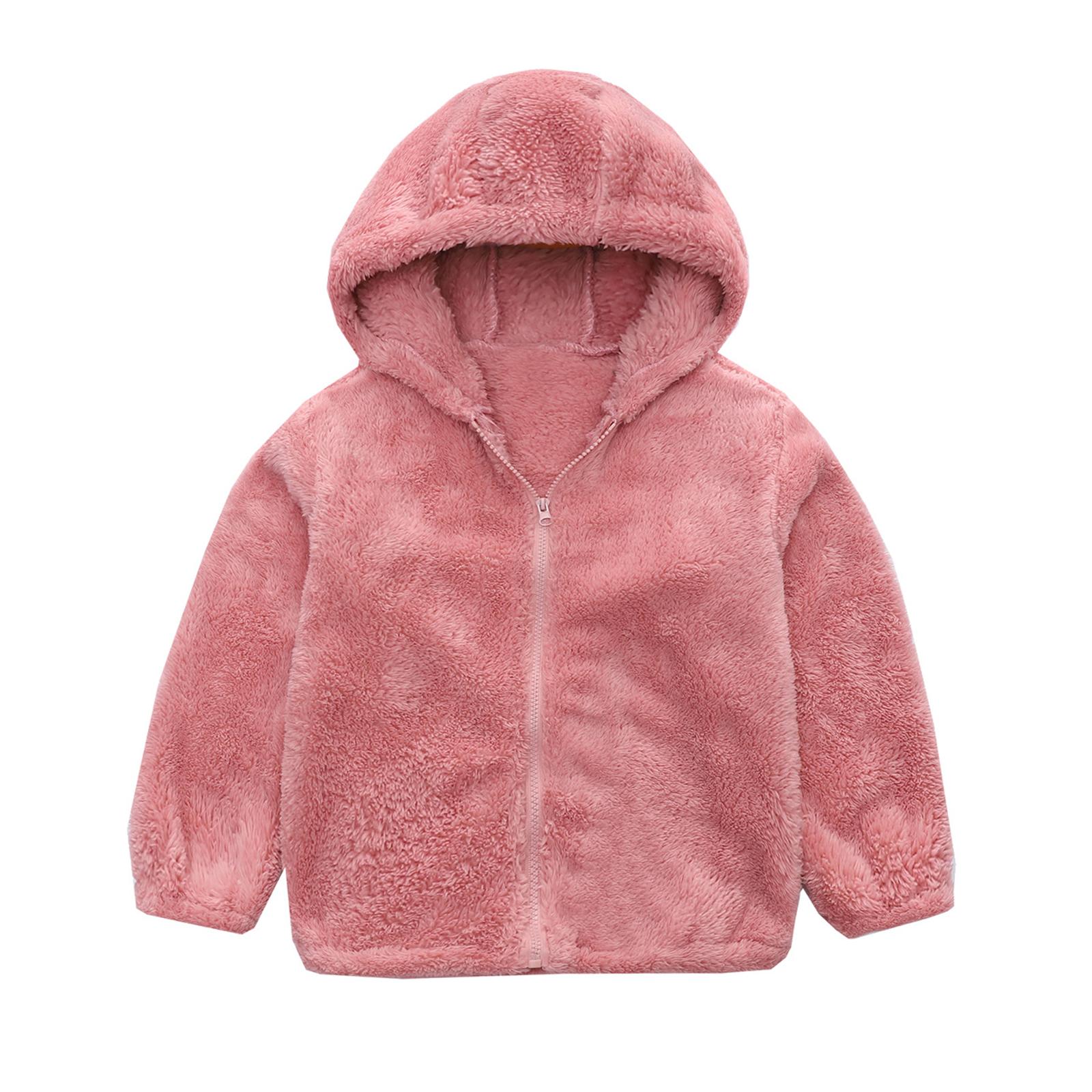 

Детская модная повседневная флисовая толстовка с капюшоном, с длинным рукавом, теплая, на молнии 140 розовый