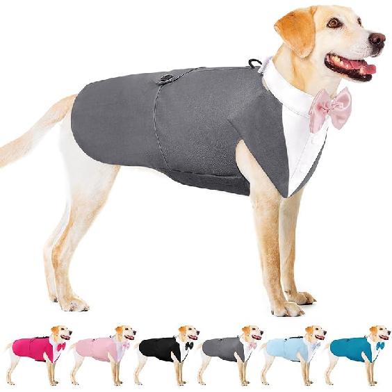 AOFITEE Dog Tuxedo Formal Dog Suit and Bandana Set, Gentle Dogs Wedding Party Suit Bow Tie Shirt, Tuxedo for Small Dogs Costume Outfit with